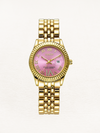Lycia | Quartz Dames Horloge Met Zirkonia Goud-Roze | Luxe Horloge