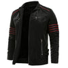 Rovak Bikerjack Heren van Imitatieleer - Zwart Jack in Bikerstijl met Rits, Opstaande Kraag en Contrasterende Strepen - Leren Look Jas voor Mannen