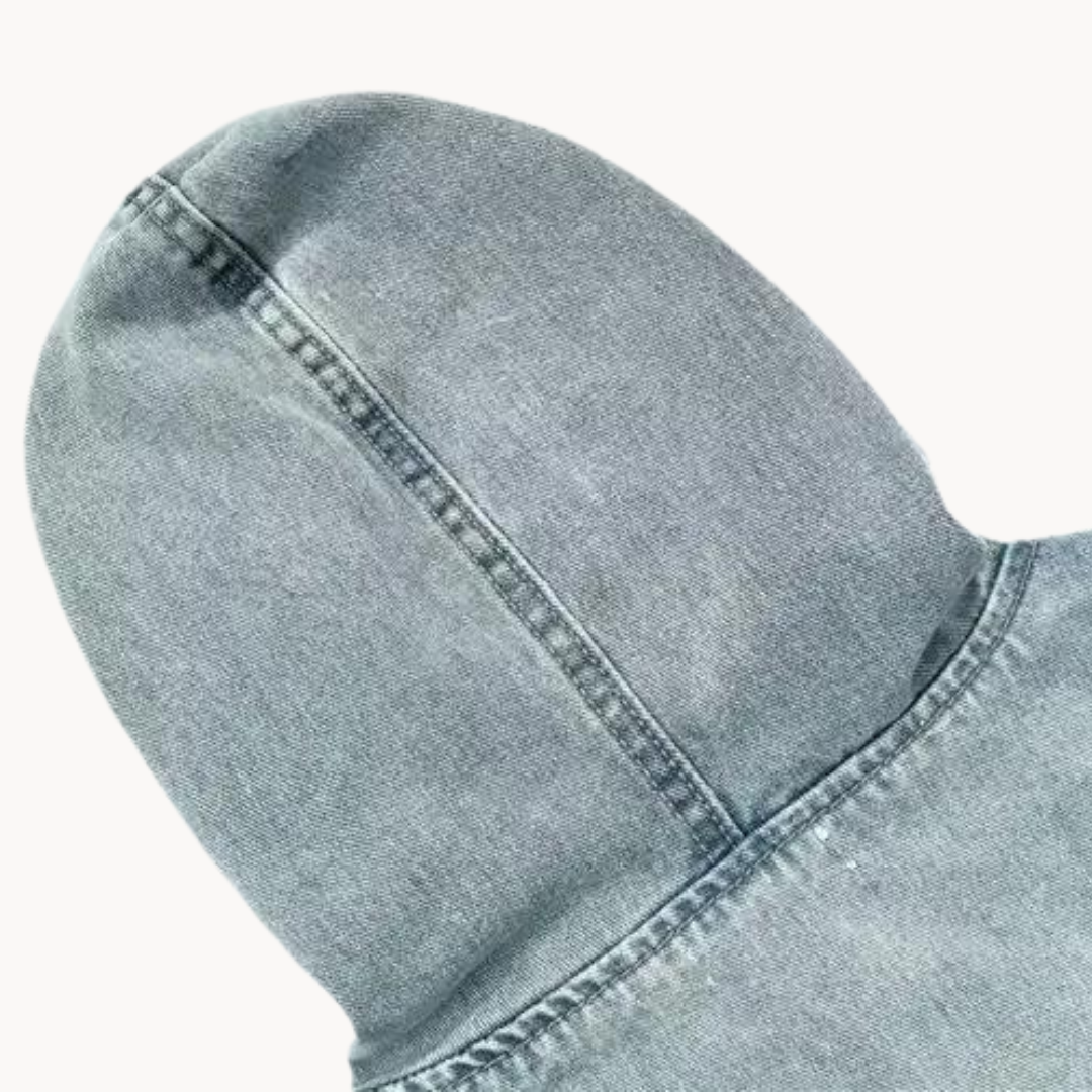 Urban Denim Hoodie Heren in Vintage Stijl - Stijlvolle Dagelijkse Dracht Voor Mannen