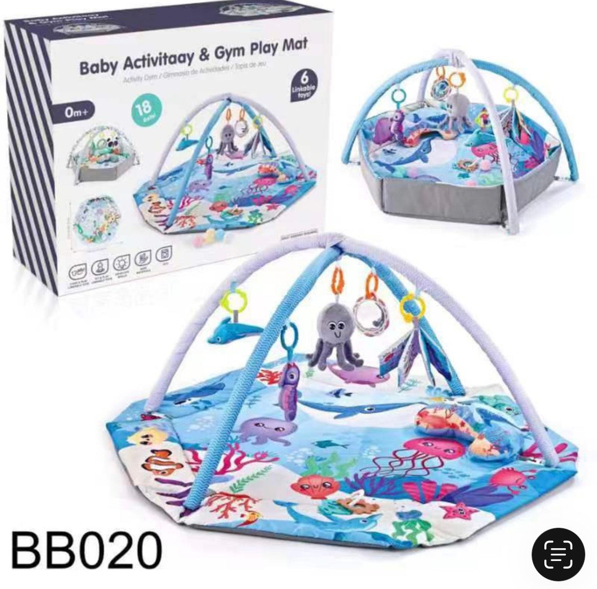 8-in-1 Baby Speelkleed met Ballenbak – Wasbare Baby Gym met Speeltjes voor Ontwikkeling & Buiktijd