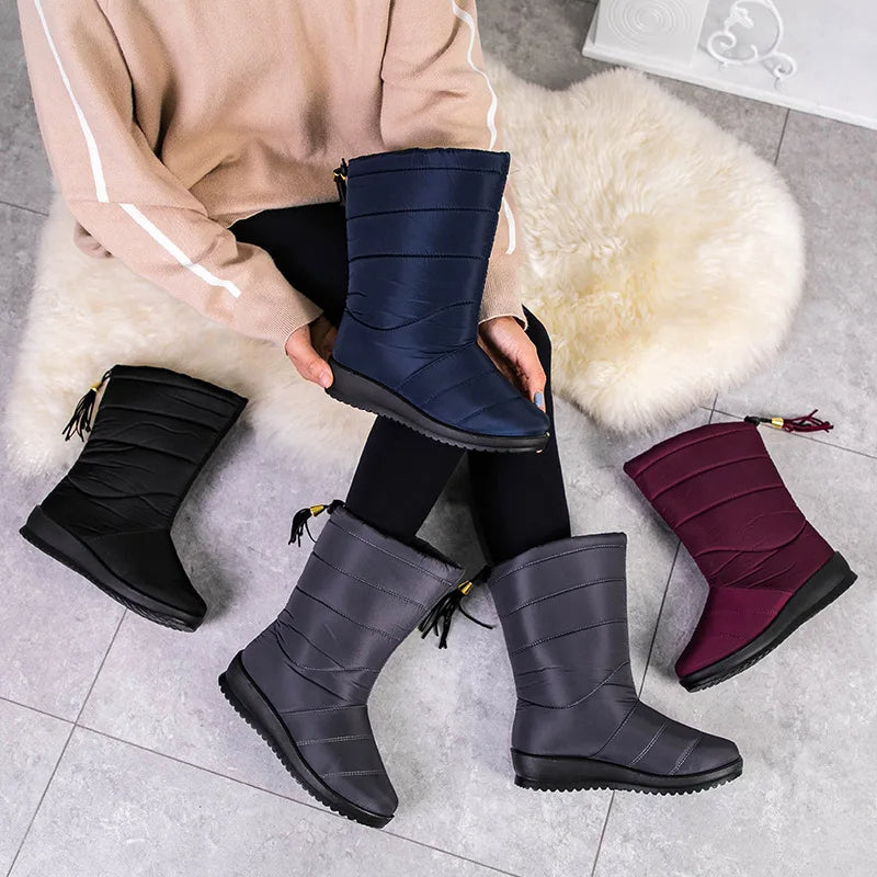 Snowla Dames Winterlaarzen met Warme Bontvoering - Dubbel Geïsoleerde Snowboots met Antislip Zool - Warme Laarzen voor de Winter, Maat 35 tot 43