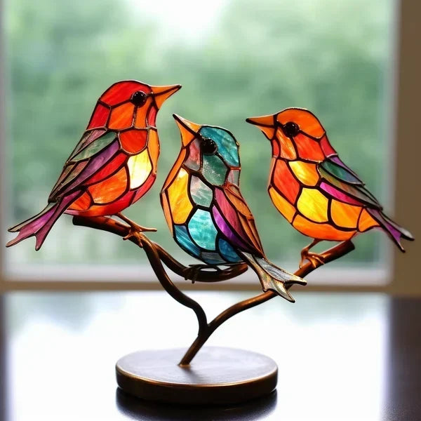 Handgemaakt | Glas Vogel Beeld | Uniek Design | Levendige Kleuren | Acryl Materiaal | Exclusieve Decoratie | Perfect Cadeau | Tijdloze Elegantie Voor Ieder Interieur
