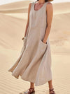 Visconte | Dames Jurk | Katoenmix, mouwloos A-lijn model, zakken, mid-length zomer jurk
