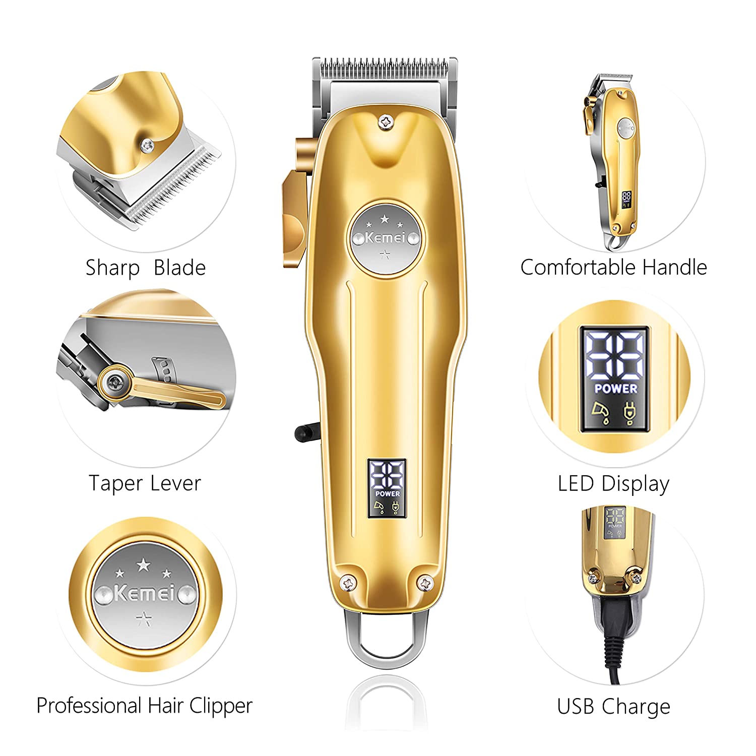 3-in-1 Professionele Haartrimmer Set - Draadloze Trimmer, T-Blade Outliner en Foil Scheerapparaat voor Mannen