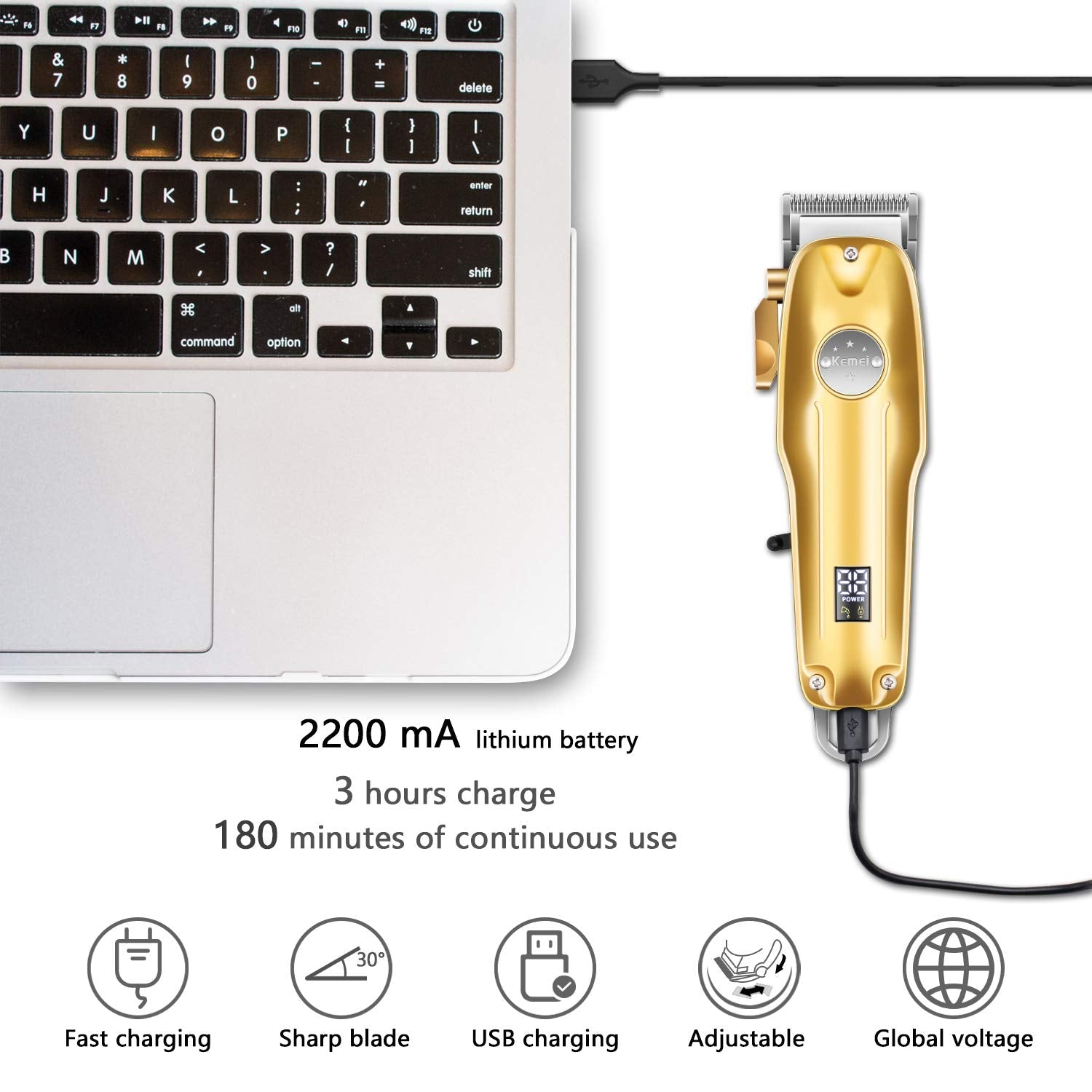3-in-1 Professionele Haartrimmer Set - Draadloze Trimmer, T-Blade Outliner en Foil Scheerapparaat voor Mannen