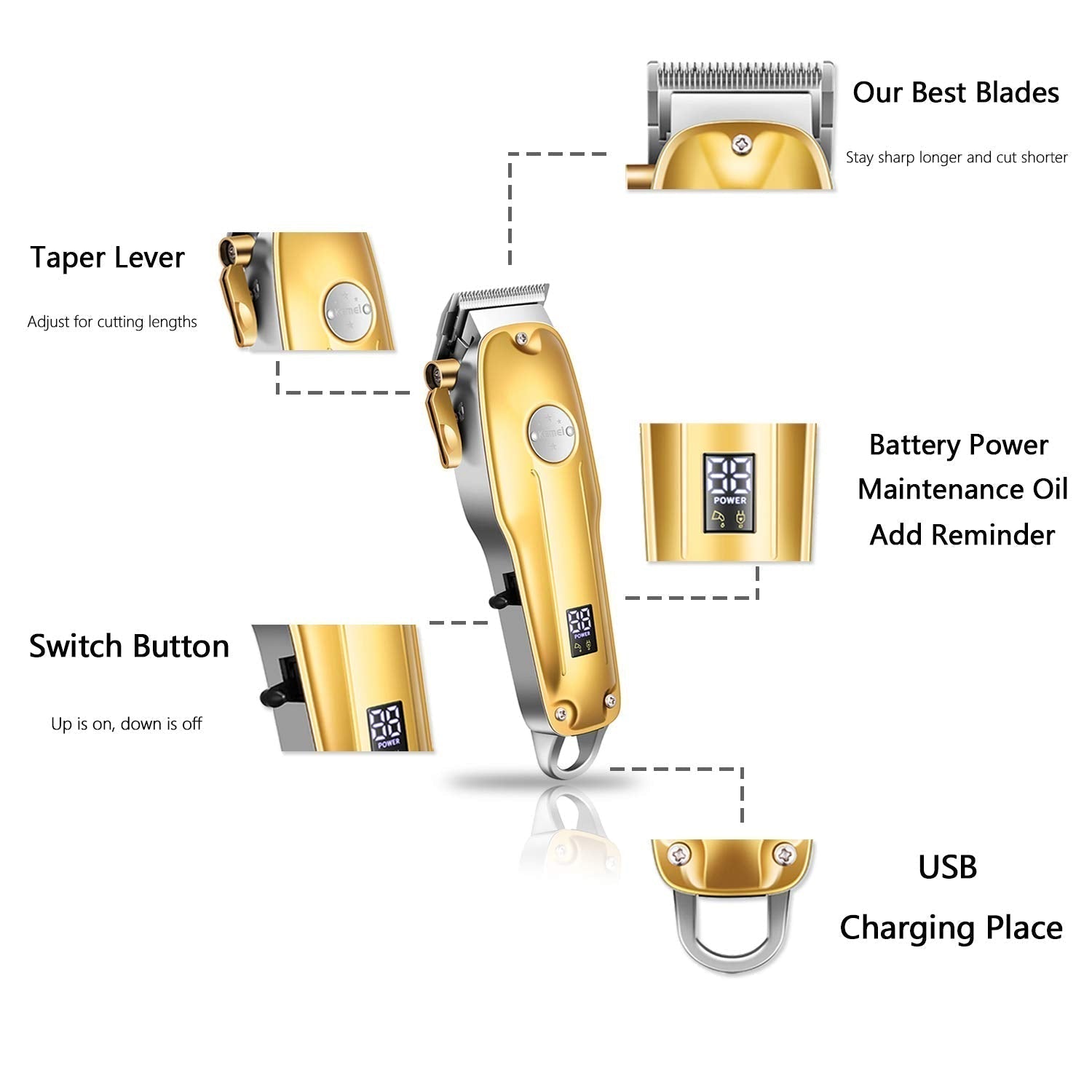 3-in-1 Professionele Haartrimmer Set - Draadloze Trimmer, T-Blade Outliner en Foil Scheerapparaat voor Mannen