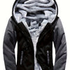 Visconte Heren Fleece Hooded Jacket – Warme Colorblock Winterjas, Casual Capuchonjas voor Herfst & Winter