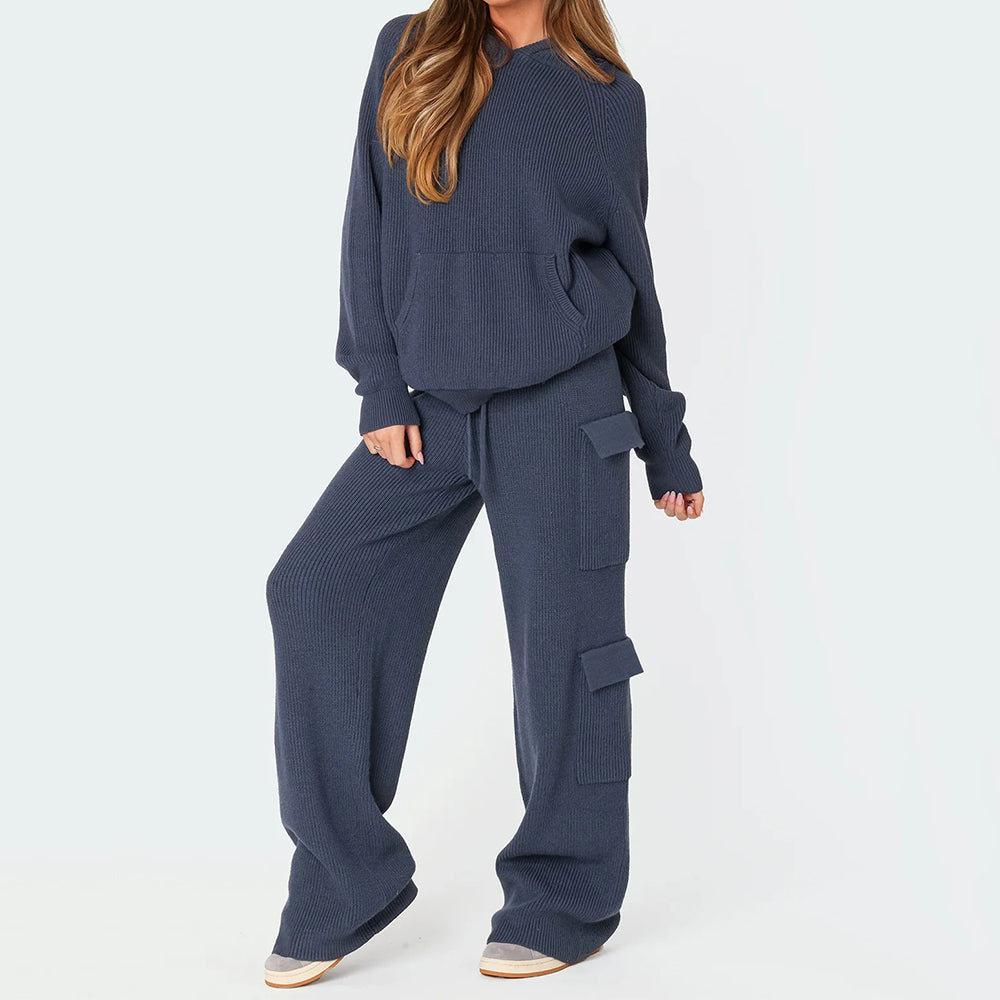 Krishna | Chique oversized trui met capuchon en wijde broek set