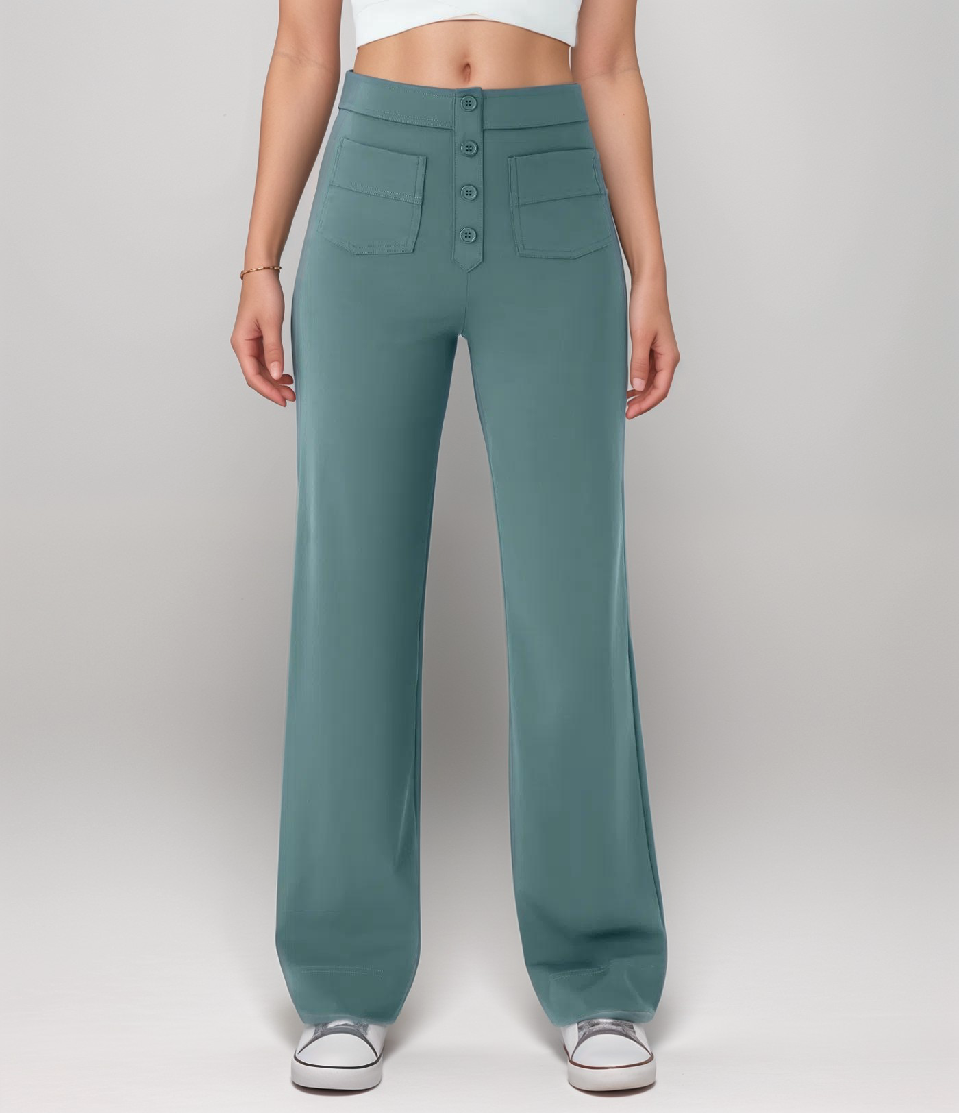 Lena - Elastische broek met hoge taille