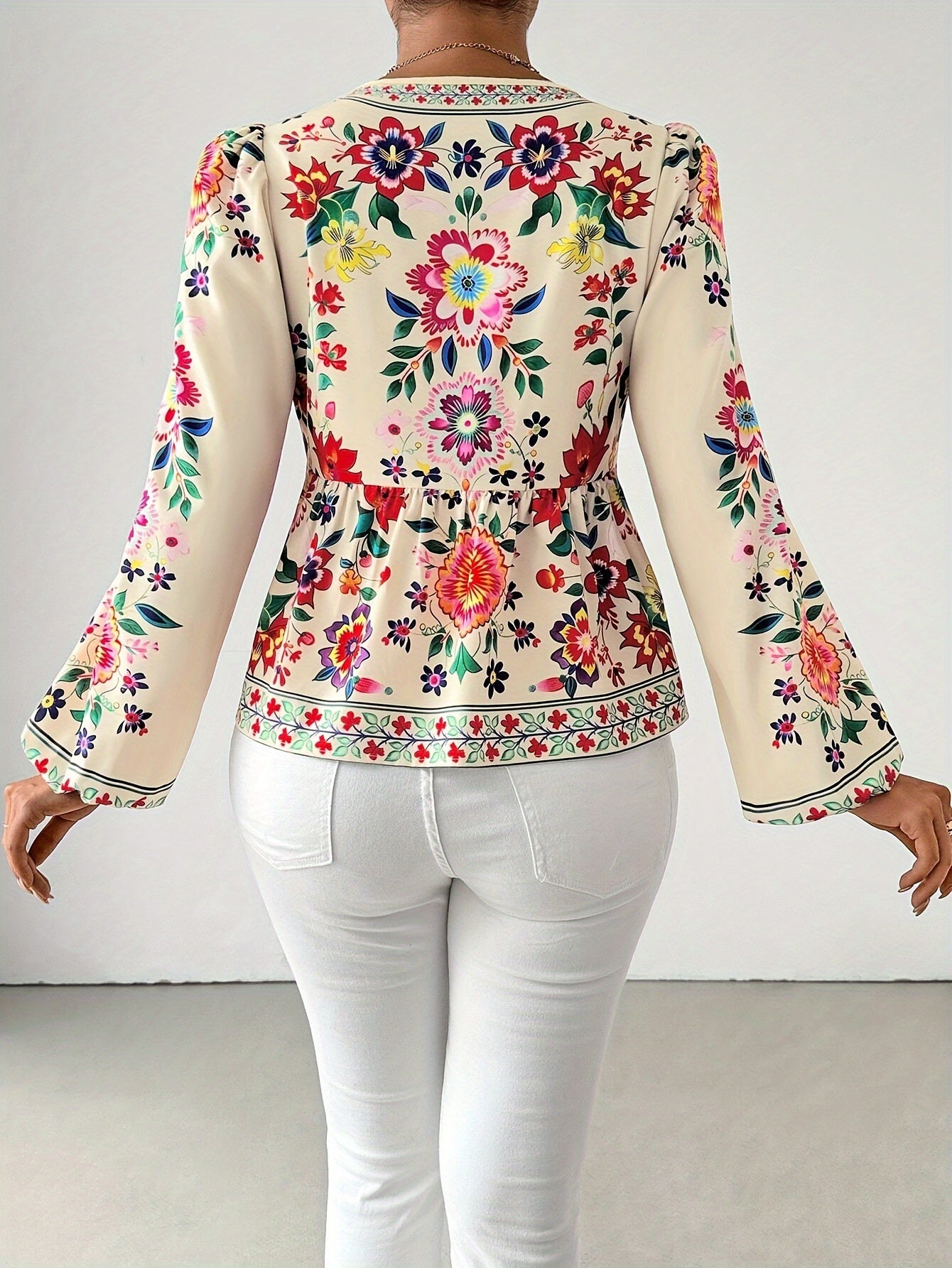 Floral Print Tie-Front Dames Blouse | Duurzaam - Must-Have - Stijlvol & Comfortabel - Lente/Zomer/Herfst