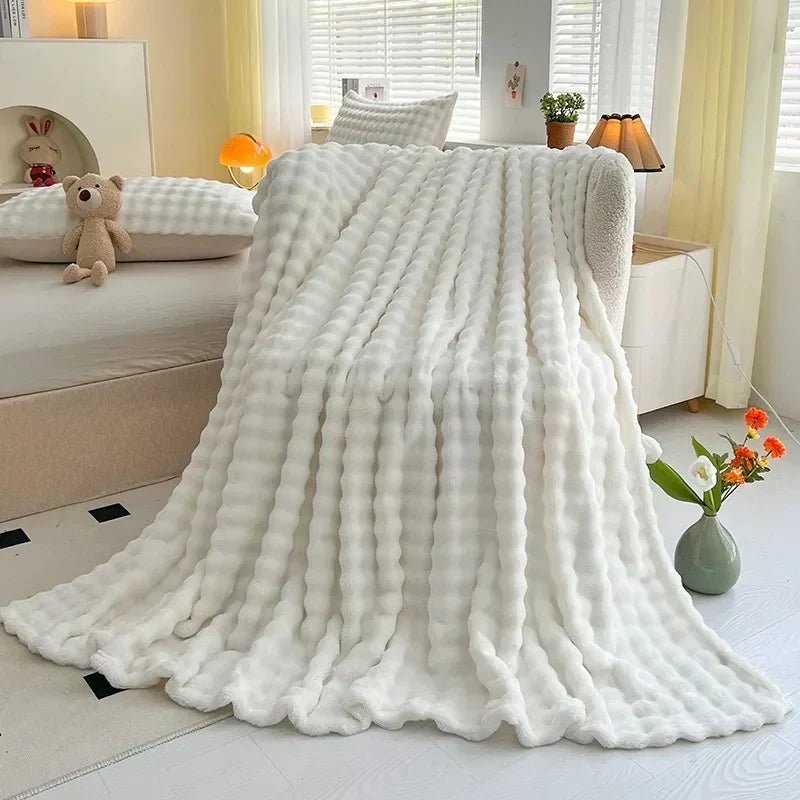 Cozyna Fleece Plaid met Bolletjesstructuur - Zachte Koraalfleece Deken voor Bank en Bed - Warme Knuffeldeken in 4 Maten en 4 Kleuren
