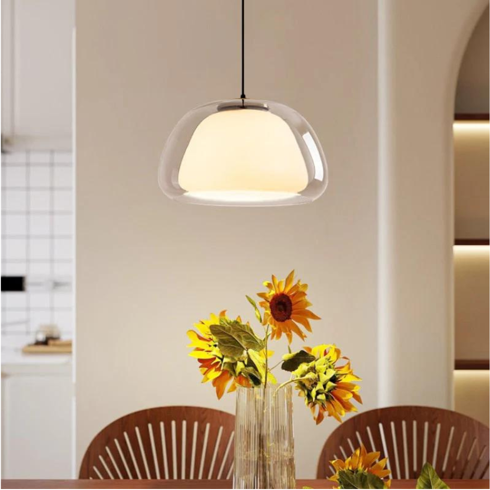 Le Dôme Cristallin | Glazen Koepelontwerp | Modern Design | Verstelbare Kabel van 120cm | Geschikt voor E27 Lampen | Perfect voor Minimalistische Interieurs | Voor Woon- en Commerciële Ruimten