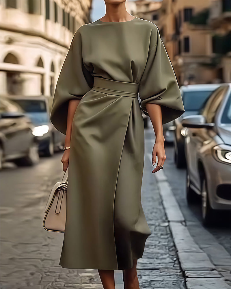 Novo - Elegante Midi-Jurk met Ceintuur