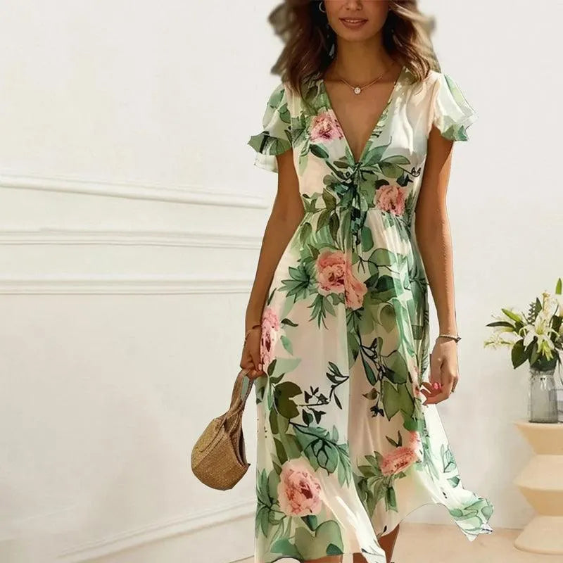 Maria - Elegante Jurk Met Bloemenprint - Visconte