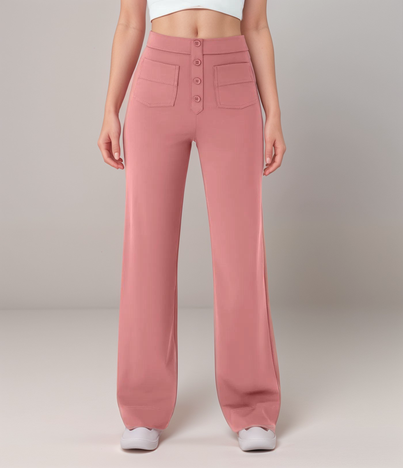 Lena - Elastische broek met hoge taille