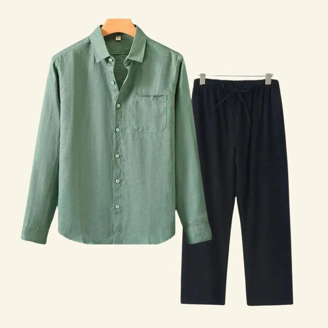 Heren set Broek Blouse Goed te Combineren Linnen dikke stof Perfect voor elk seizoen