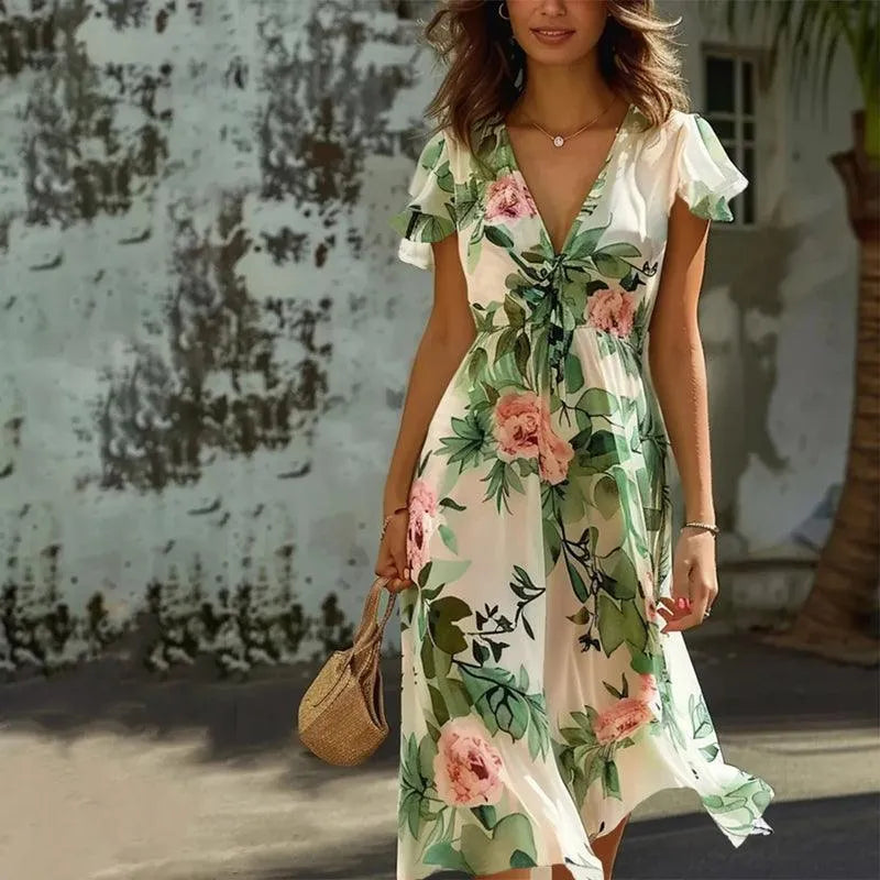 Maria - Elegante Jurk Met Bloemenprint - Visconte