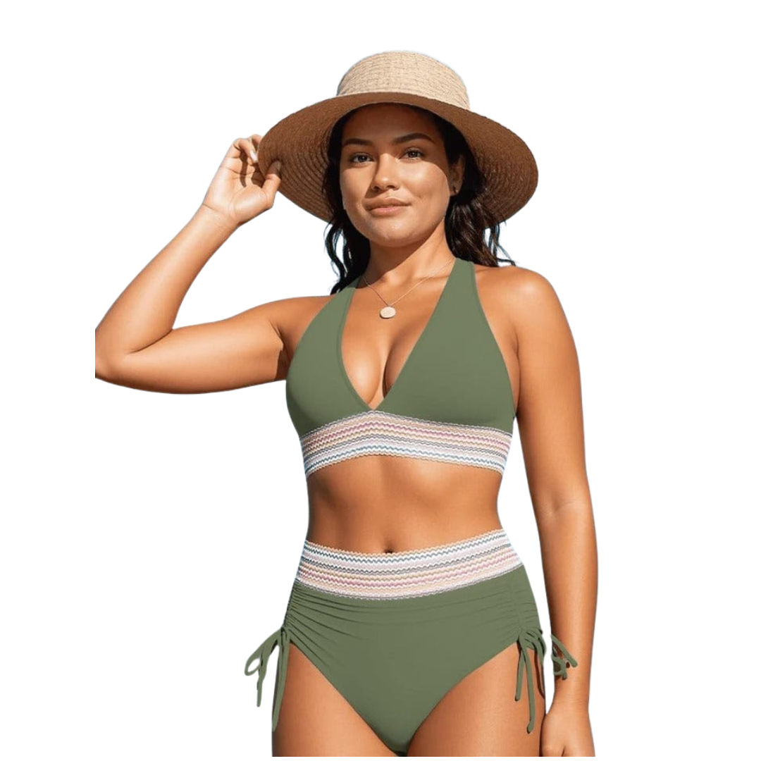 Elegante, hoog getailleerde, sculpterende bikini