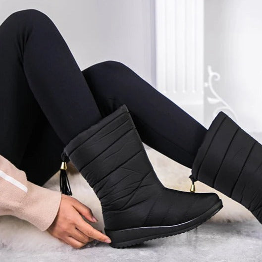 Snowla Dames Winterlaarzen met Warme Bontvoering - Dubbel Geïsoleerde Snowboots met Antislip Zool - Warme Laarzen voor de Winter, Maat 35 tot 43
