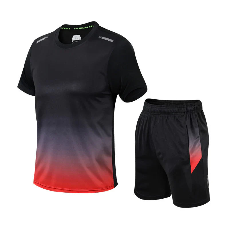 Sportkleding Heren Set – Tweedelige Sportset met Shirt en Korte Broek – Sneldrogend & Comfortabel