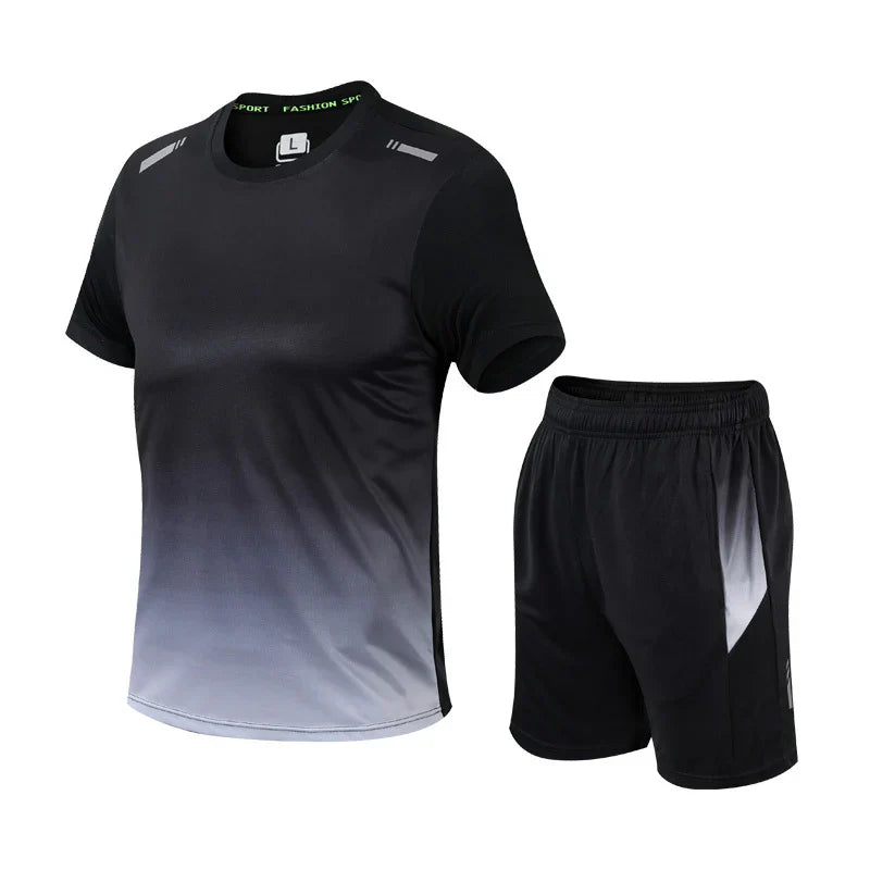 Sportkleding Heren Set – Tweedelige Sportset met Shirt en Korte Broek – Sneldrogend & Comfortabel