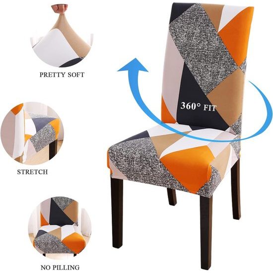 Stoelhoezen, set van 4, stretch moderne stoelhoezen voor eetkamerstoelen, stoelhoezen voor schommelstoelen, universeel, wasbaar, afneembare stoelhoes voor eetkamer, hotel, banket, keuken,