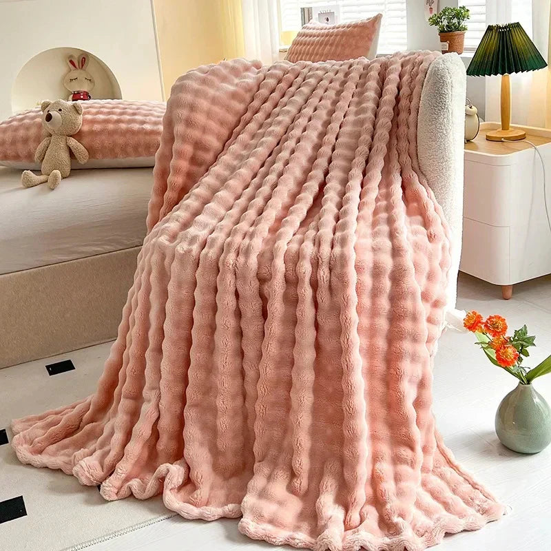 Cozyna Fleece Plaid met Bolletjesstructuur - Zachte Koraalfleece Deken voor Bank en Bed - Warme Knuffeldeken in 4 Maten en 4 Kleuren