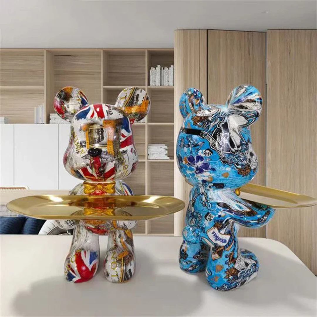 Shyro | Blauw en Goud Beeldje | Modern Luxe | Uniek Decoratief Kunstwerk | Interieurdecoratie | Woonkamer en Kantoor | Hars Materiaal | 23 x 18 x 29 cm
