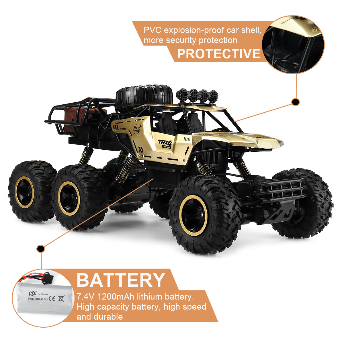 6-Wiel RC Monster Truck – Off-Road 1/12 Schaal Met Geavanceerde 2.4GHz Technologie en Hoge Snelheid