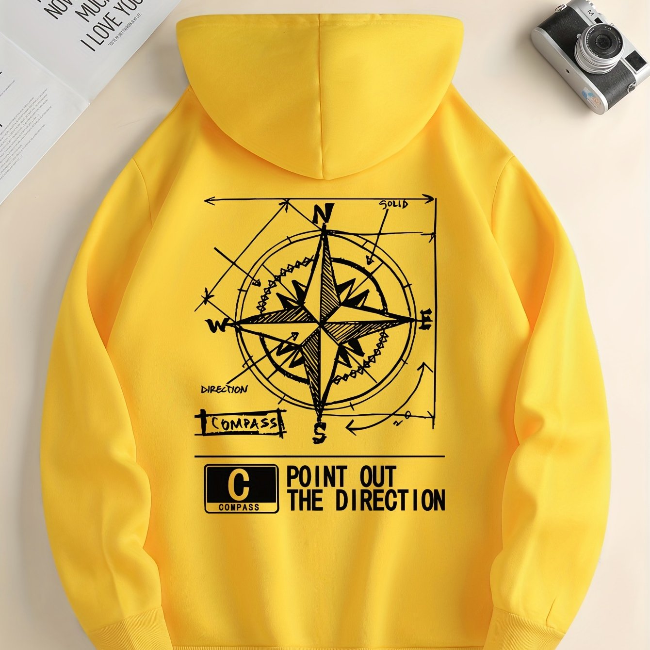 Hoodie met Kompasprint en Kangaroezak Heren | Loose fit | Tijdloze uitstraling - Praktische zakken - Ideaal voor dagelijks gebruik