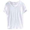 Heren V-Hals Shirt – Linnen Katoen T-Shirt met Ademende Slim Fit Pasvorm