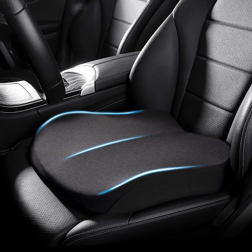 Elevora Auto Zitkussen met Verhoging - Ergonomische Zitverhoger van Geheugenfoam, 7,6 cm Hoger voor Beter Zicht - Ook voor Bureaustoel, 43 x 43 cm