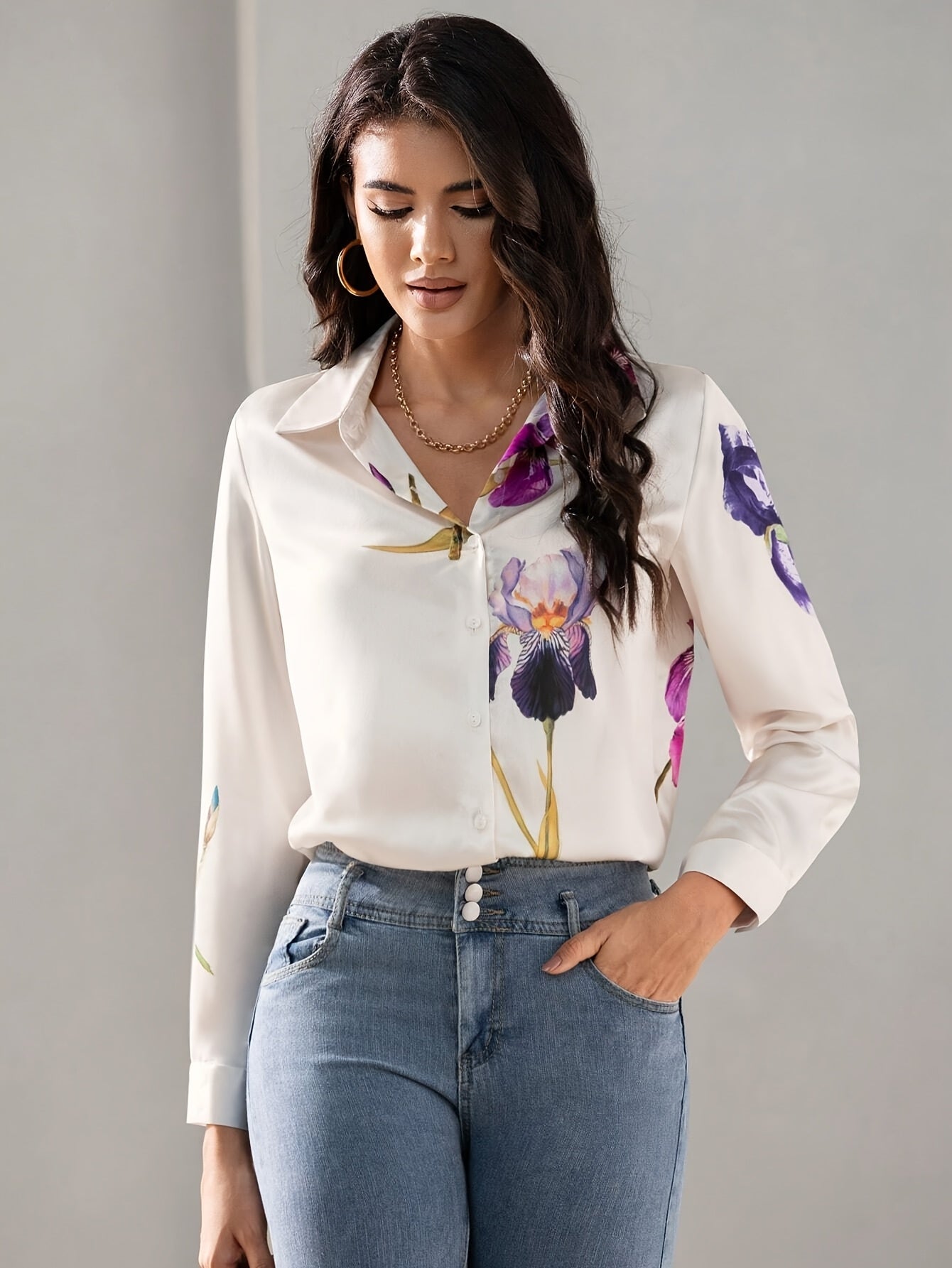 Elegant Floral Print Dames Blouse | Duurzaam - Must-Have - Stijlvol & Comfortabel - Lente/Zomer/Herfst