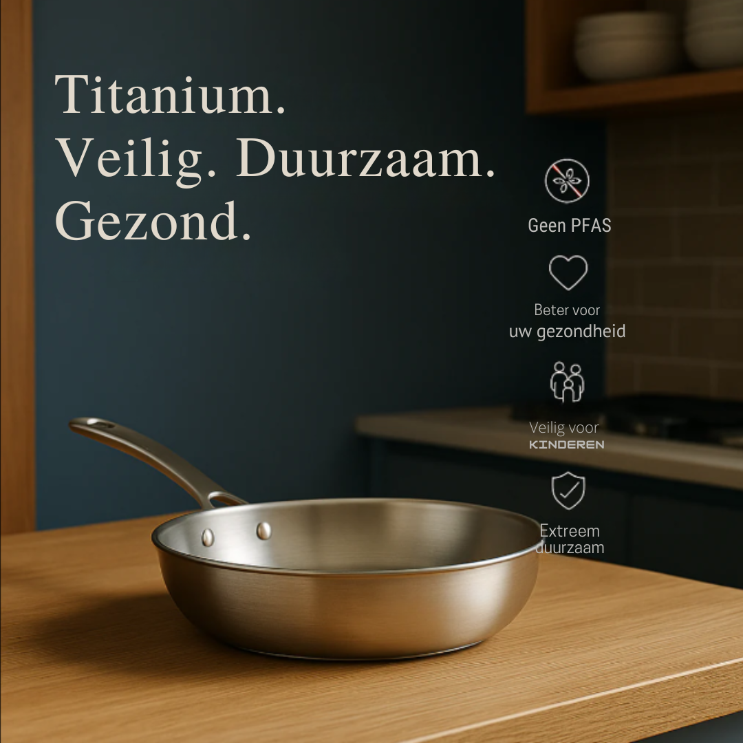 Titanium Pannenset – Pan, Keukengerei & Snijplank | Duurzame Keuken Essentials