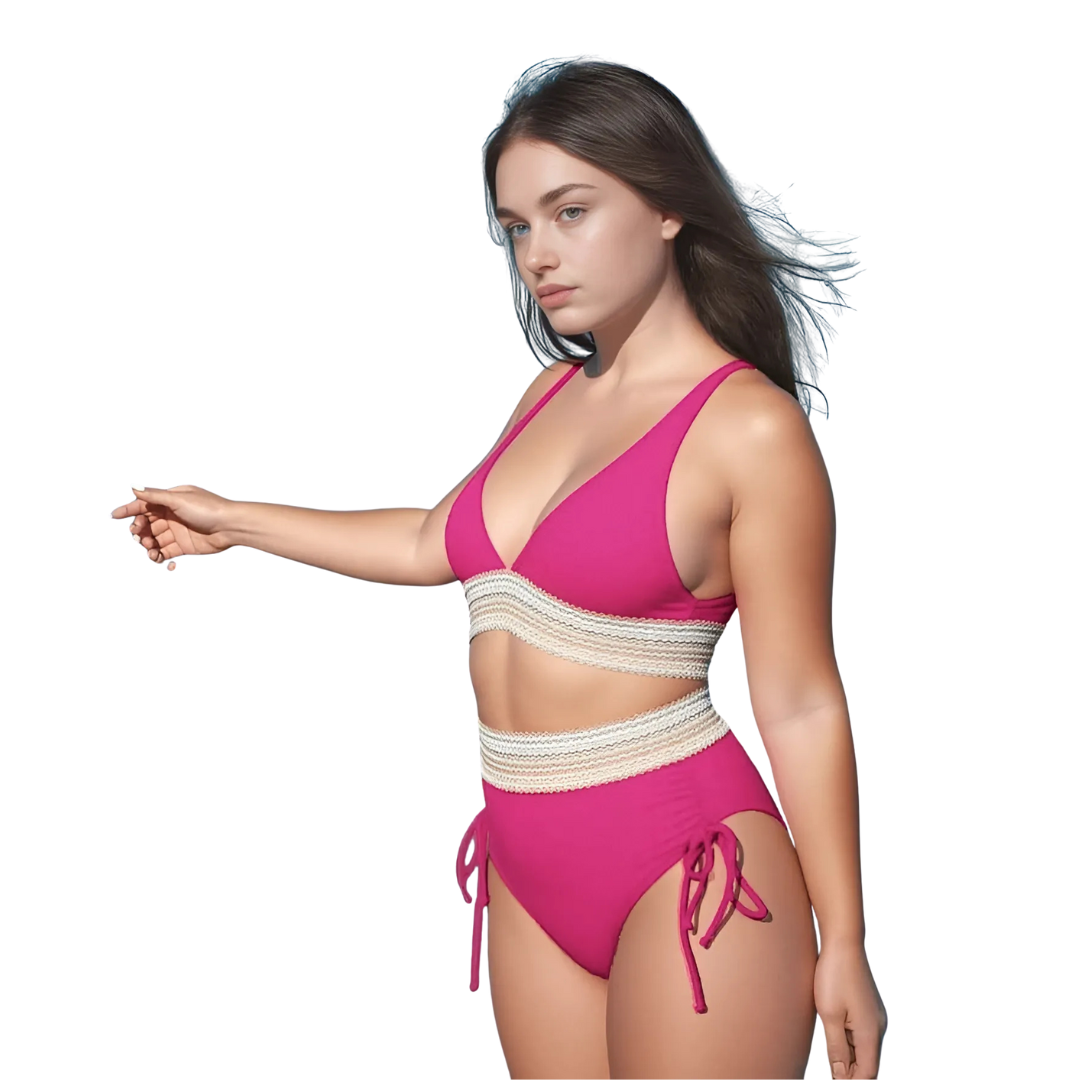 Elegante, hoog getailleerde, sculpterende bikini