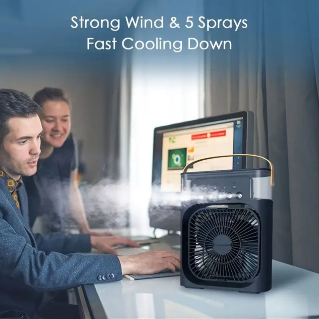 3-in-1 Air Cooler, Luchtbevochtiger & Luchtreiniger – Draagbare Airco voor Binnengebruik met LED Licht