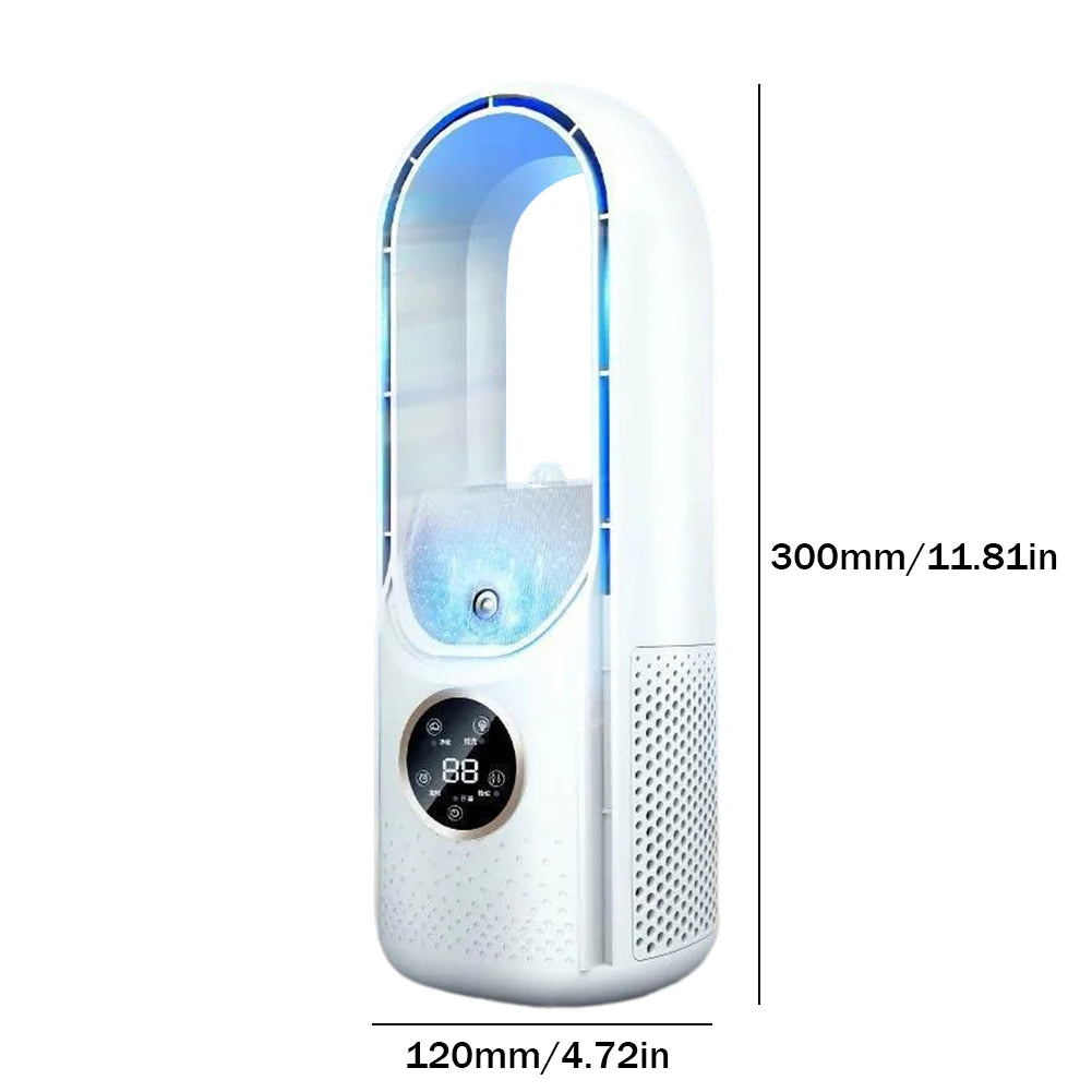 202Portable Airco - Draagbare Stille Aircooler - USB-Aangedreven - 6 Snelheden - Voor Thuis, Kantoor & Reizen - Wit/Blauw