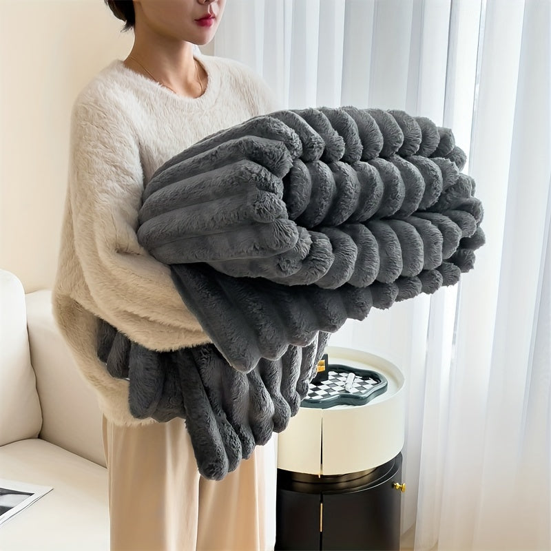 Plush Faux Rabbit Fur Blanket | Super Soft &amp; Warm - Suitable for Home or Travel