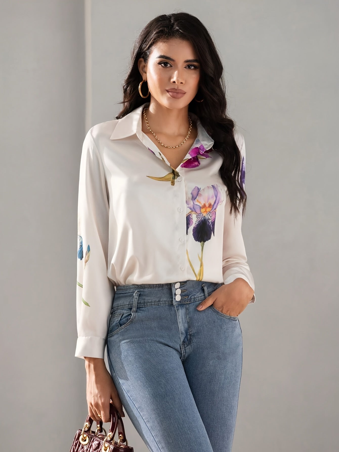 Elegant Floral Print Dames Blouse | Duurzaam - Must-Have - Stijlvol & Comfortabel - Lente/Zomer/Herfst