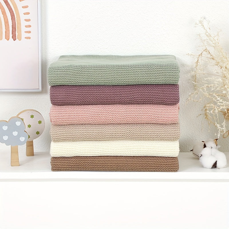 Soft Cotton Knit Swaddle Blanket | Solid Color, Geometric Pattern - Perfect for Various Occasions