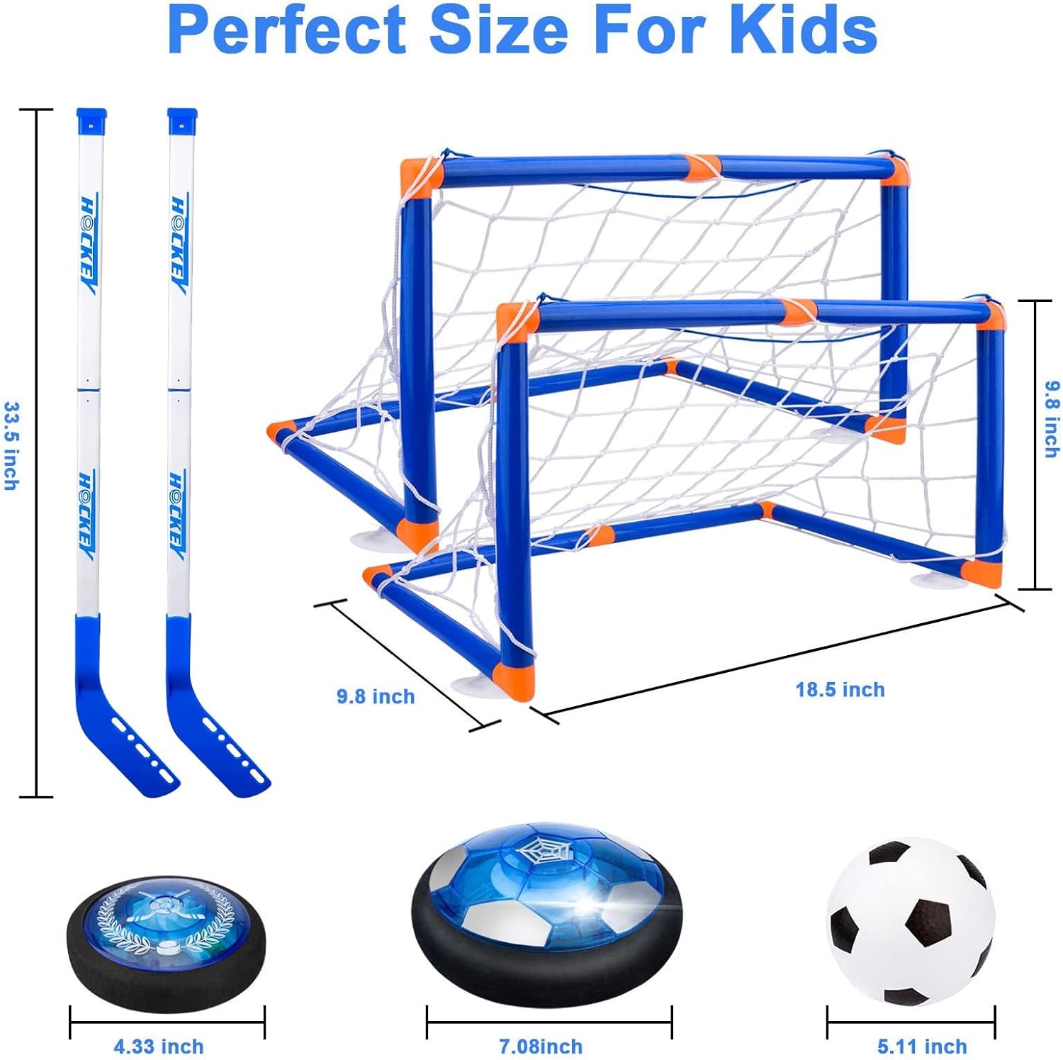 3-in-1 Hover Hockey en Voetbal Set - LED Verlichte Zwevende Bal voor Kinderen, Indoor en Outdoor Sport Speelgoed