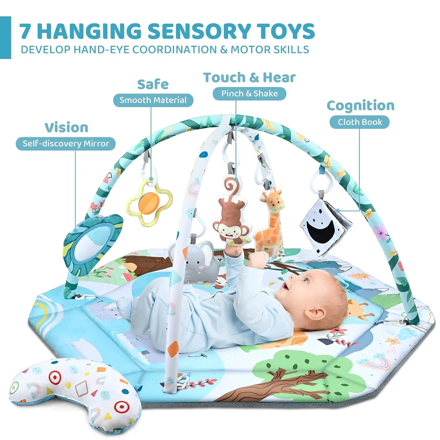8-in-1 Baby Speelkleed met Ballenbak – Wasbare Baby Gym met Speeltjes voor Ontwikkeling & Buiktijd