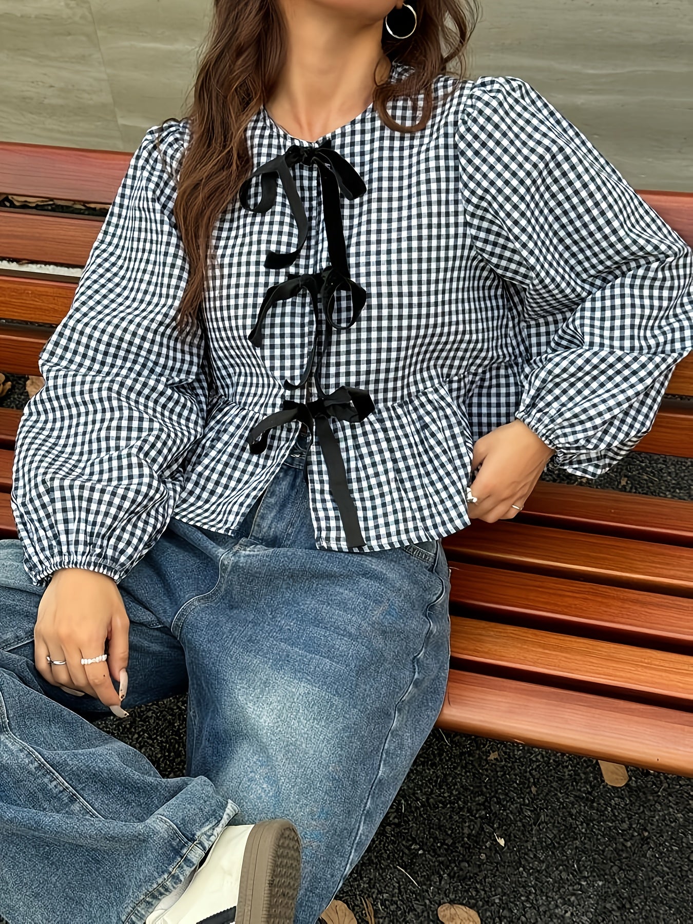 Plaid Bubble Dames Blouse | Duurzaam - Must-Have - Stijlvol & Comfortabel - Lente/Zomer/Herfst