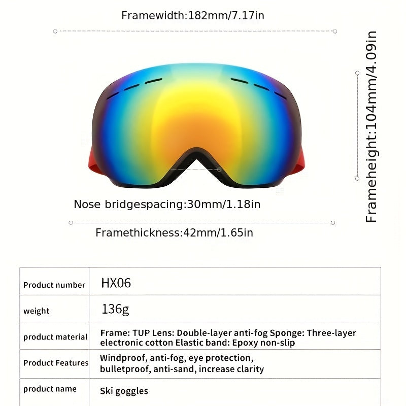 Ski & Snowboard Bril 25’ - Dubbellaags- Extra Grote Lens voor Scherp Zicht - AlpineGlide - TP - Essential