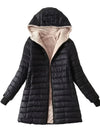 Visconte Dames Fleece Jas – Mid-Length Hooded Winterjas, Slim Fit, Fleece-Gevoerd, Minimalistische Warme Jas voor Winter