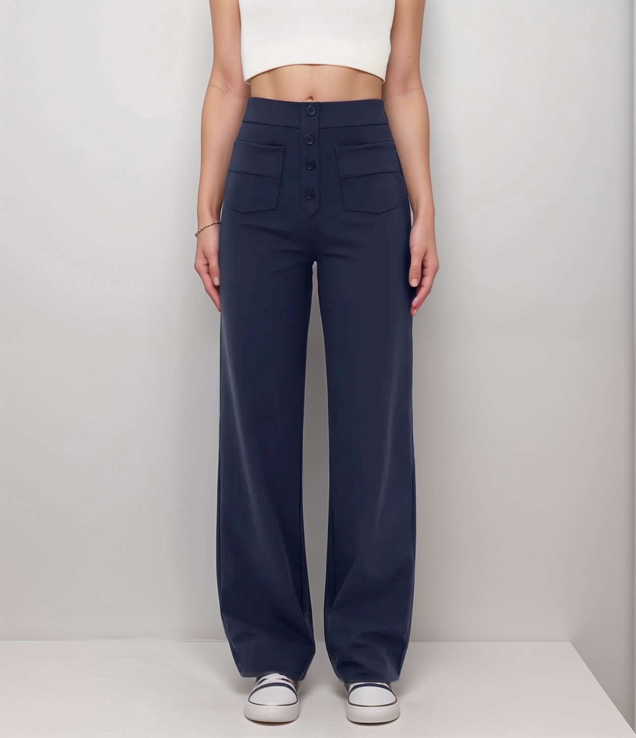 Lena - Elastische broek met hoge taille