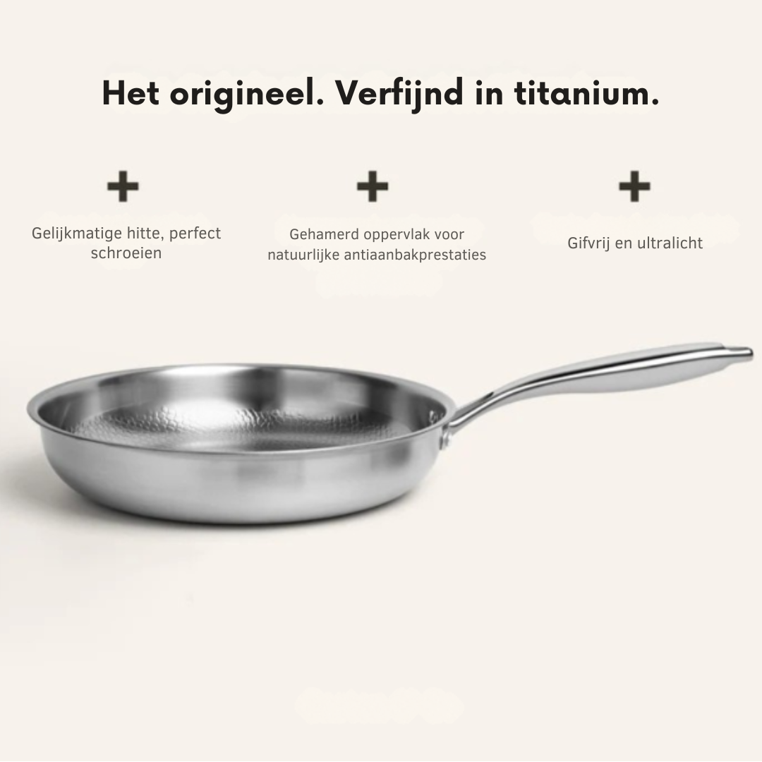 Titanium Gehamerde Pan met Lepel – Duurzaam en Veilig Kookgerei