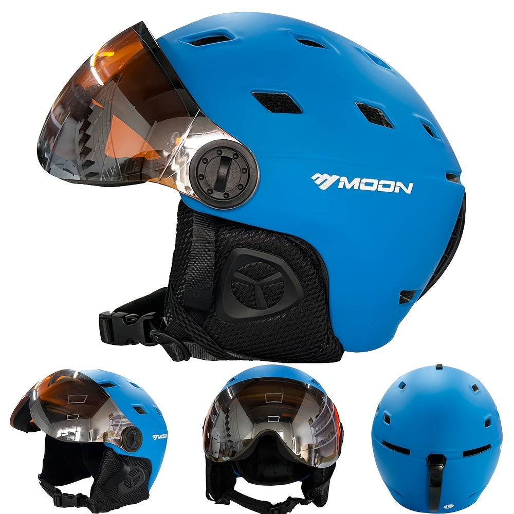 MOON 25'  | Skihelm met Skibril, PC+EPS & ABS Hoge Kwaliteit - Geschikt voor Skiën, Snowboarden en Skateboarden - Beschermende Outdoor Ski Gear