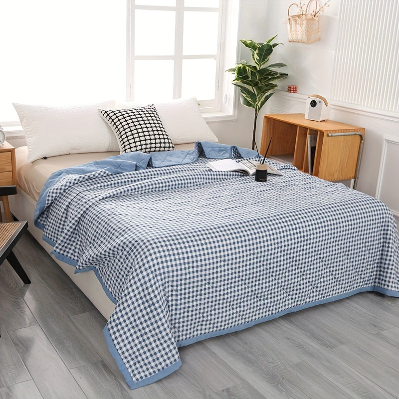 Preppy Style Plaid Zomer Quilt | Lichtgewicht gewatteerde sprei - Geschikt voor alle seizoenen