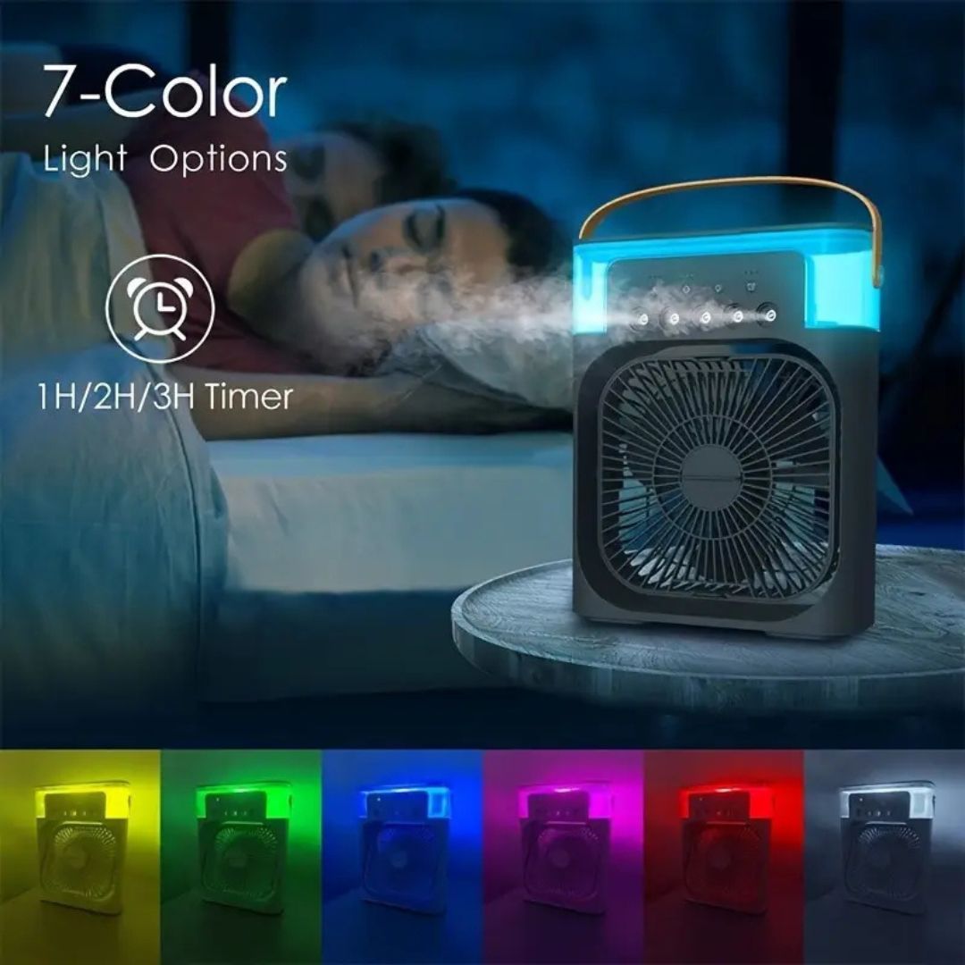 3-in-1 Air Cooler, Luchtbevochtiger & Luchtreiniger – Draagbare Airco voor Binnengebruik met LED Licht